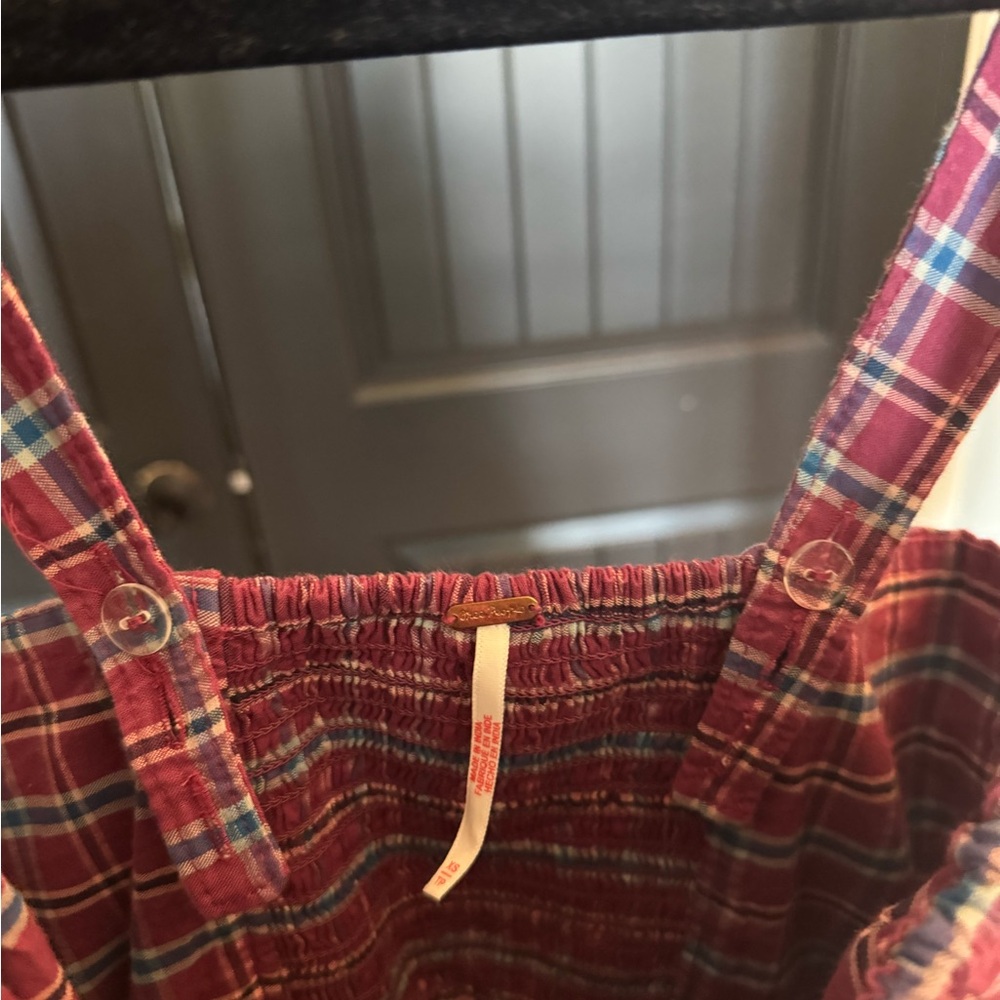 Free People Red Plaid Sleeveless Dress - Picture 2 of 3